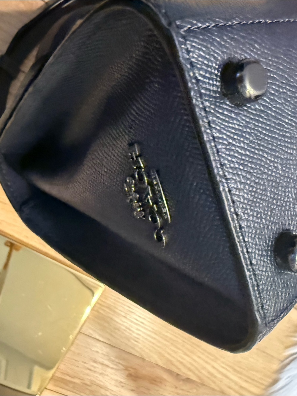 Coach Navy Leather Butterfly Appliqué Top-Handle Crossbody - Picture 8 of 12